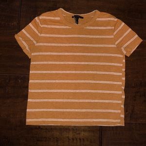 Forever 21 Orange/ Brown Striped T-Shirt SIZE: S